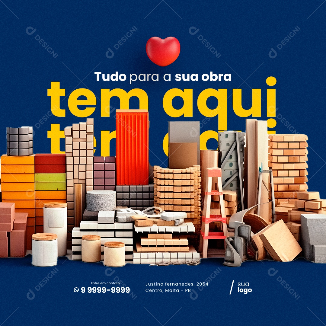 Tudo Para A Sua Obra Tem Aqui Materiais De Construção Social Media PSD Editável