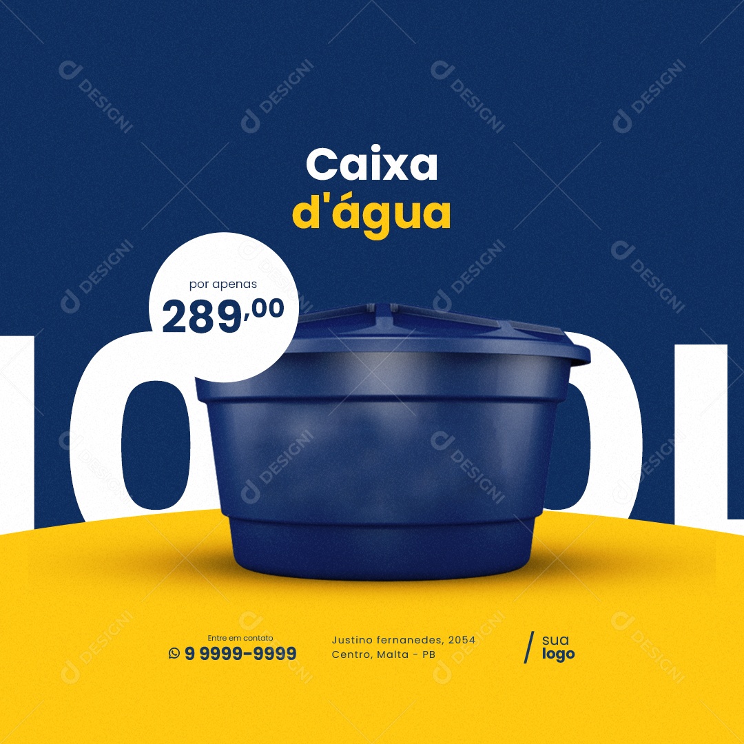 Caixa D Água  Por Apenas 289,00 Materiais De Construção Social Media PSD Editável