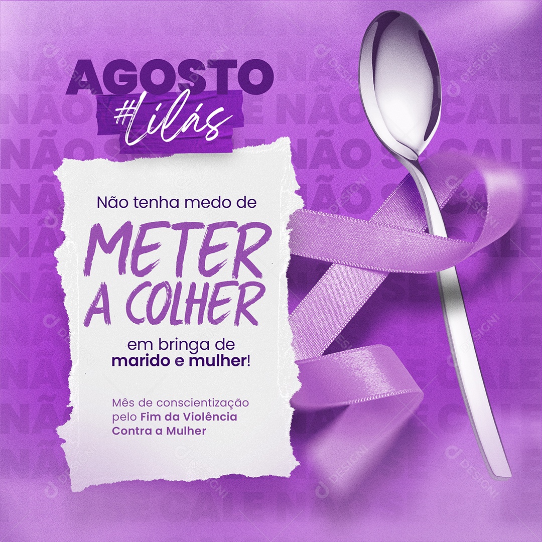 Agosto Lilás Violência Contra a Mulher é Crime Social Media PSD Editável