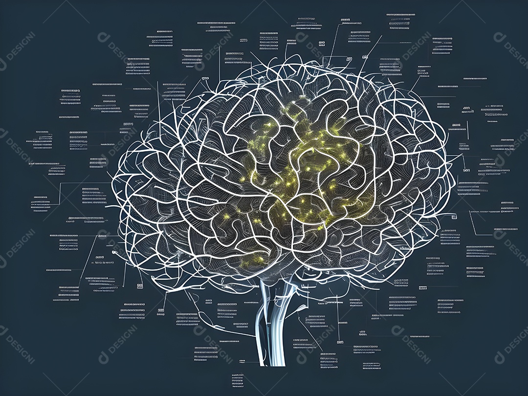 Cérebro humano na mente de ideia mental Conceito. Inteligência Artificial, neuronets. Dados grandes do cérebro digital.