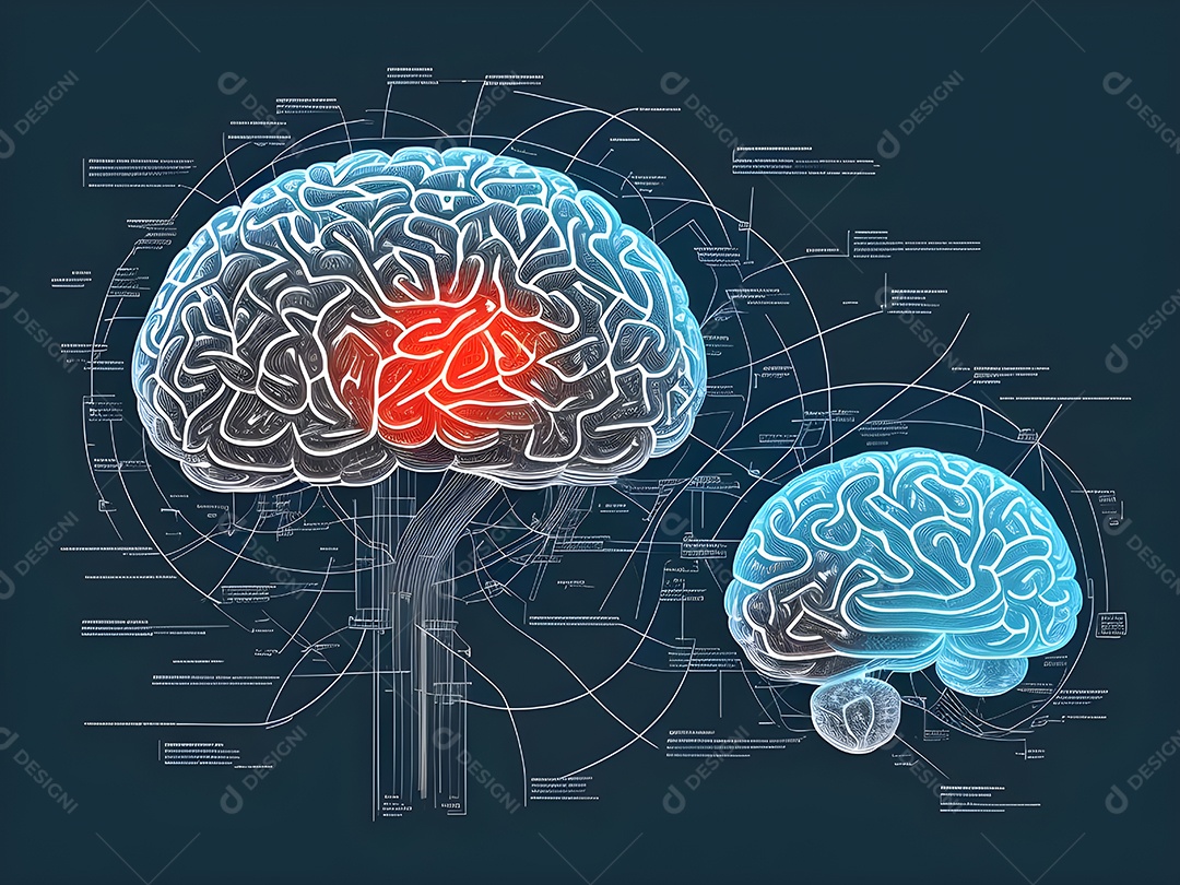 Cérebro humano na mente de ideia mental Conceito. Inteligência Artificial, neuronets. Dados grandes do cérebro digital.