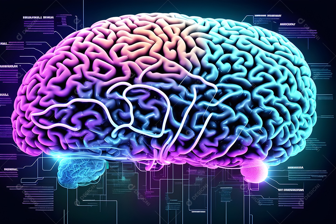 Cérebro humano na mente de ideia mental Conceito. Inteligência Artificial, neuronets. Dados grandes do cérebro digital.