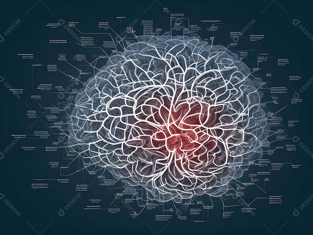 Cérebro humano na mente de ideia mental Conceito. Inteligência Artificial, neuronets. Dados grandes do cérebro digital.