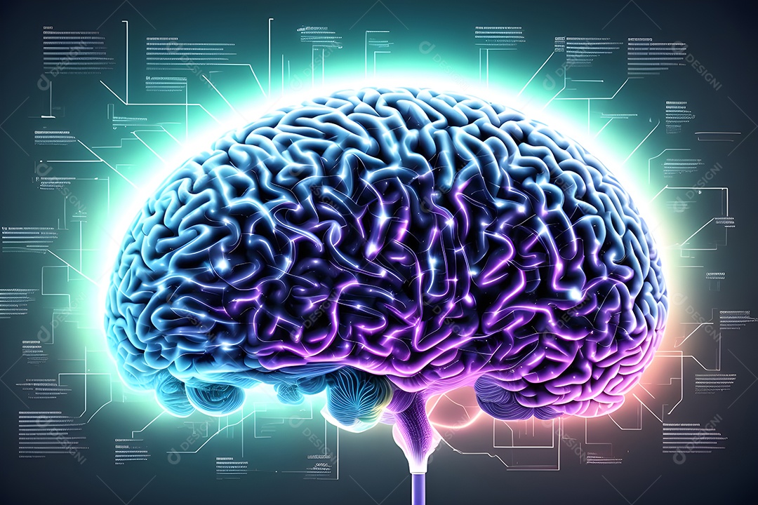 Cérebro humano na mente de ideia mental Conceito. Inteligência Artificial, neuronets. Dados grandes do cérebro digital.