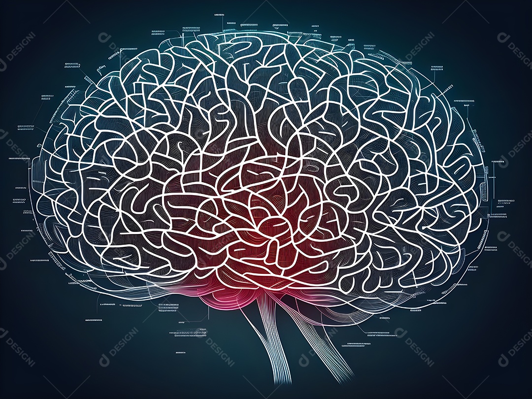 Cérebro humano na mente de ideia mental Conceito. Inteligência Artificial, neuronets. Dados grandes do cérebro digital.