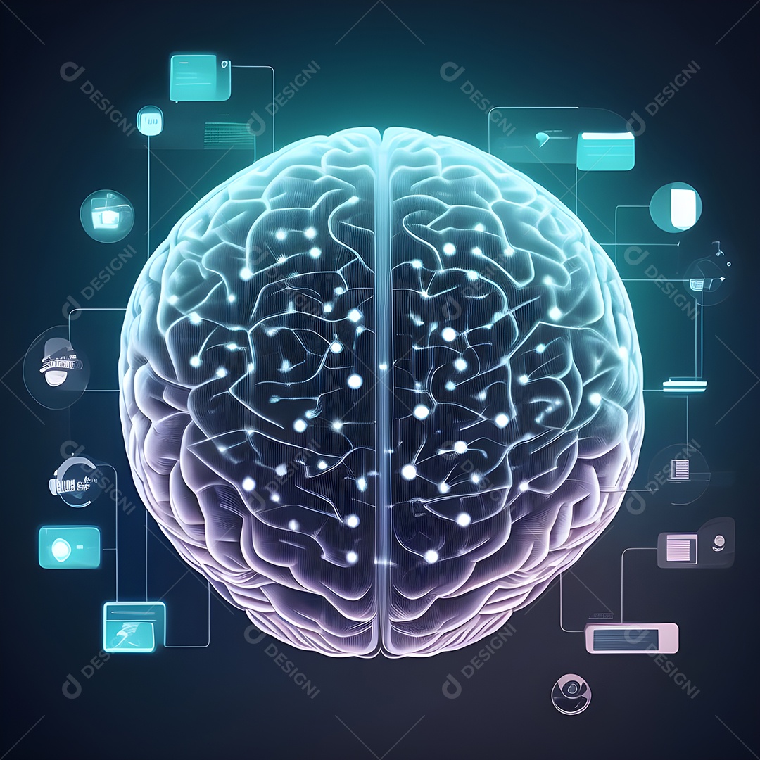 Cérebro humano na mente de ideia mental