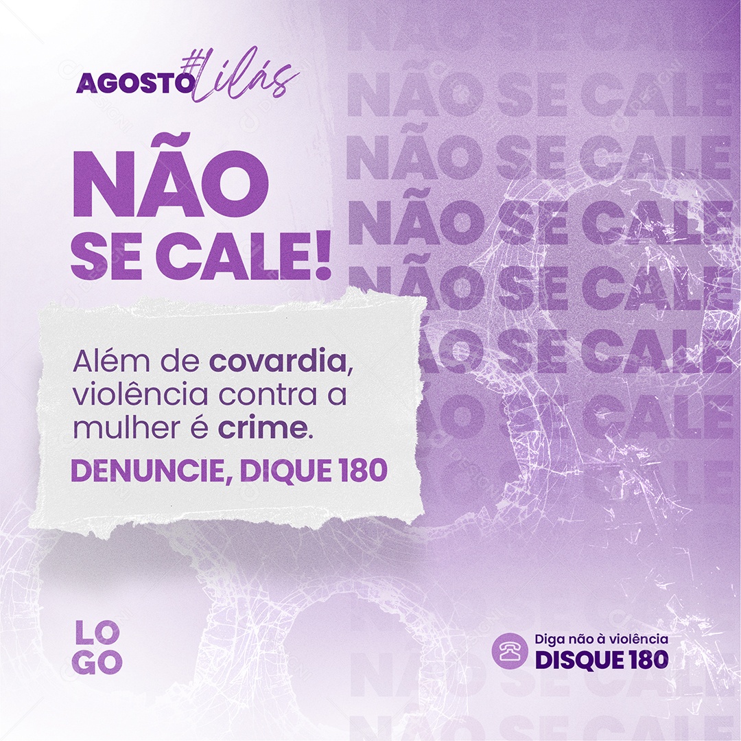 Agosto Lilás Não se Cale Social Media PSD Editável