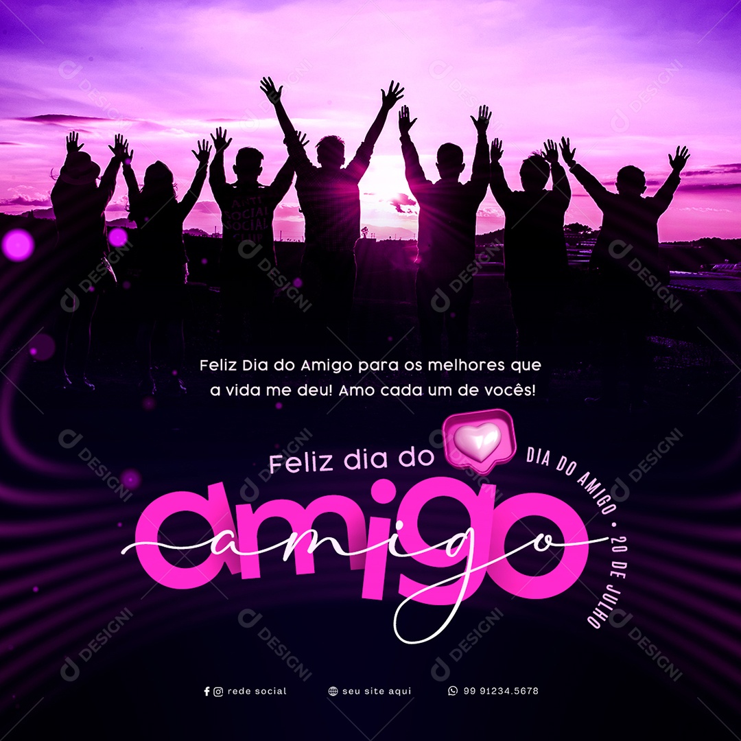 Dia Do Amigo 20 De Julho Social Media PSD Editável