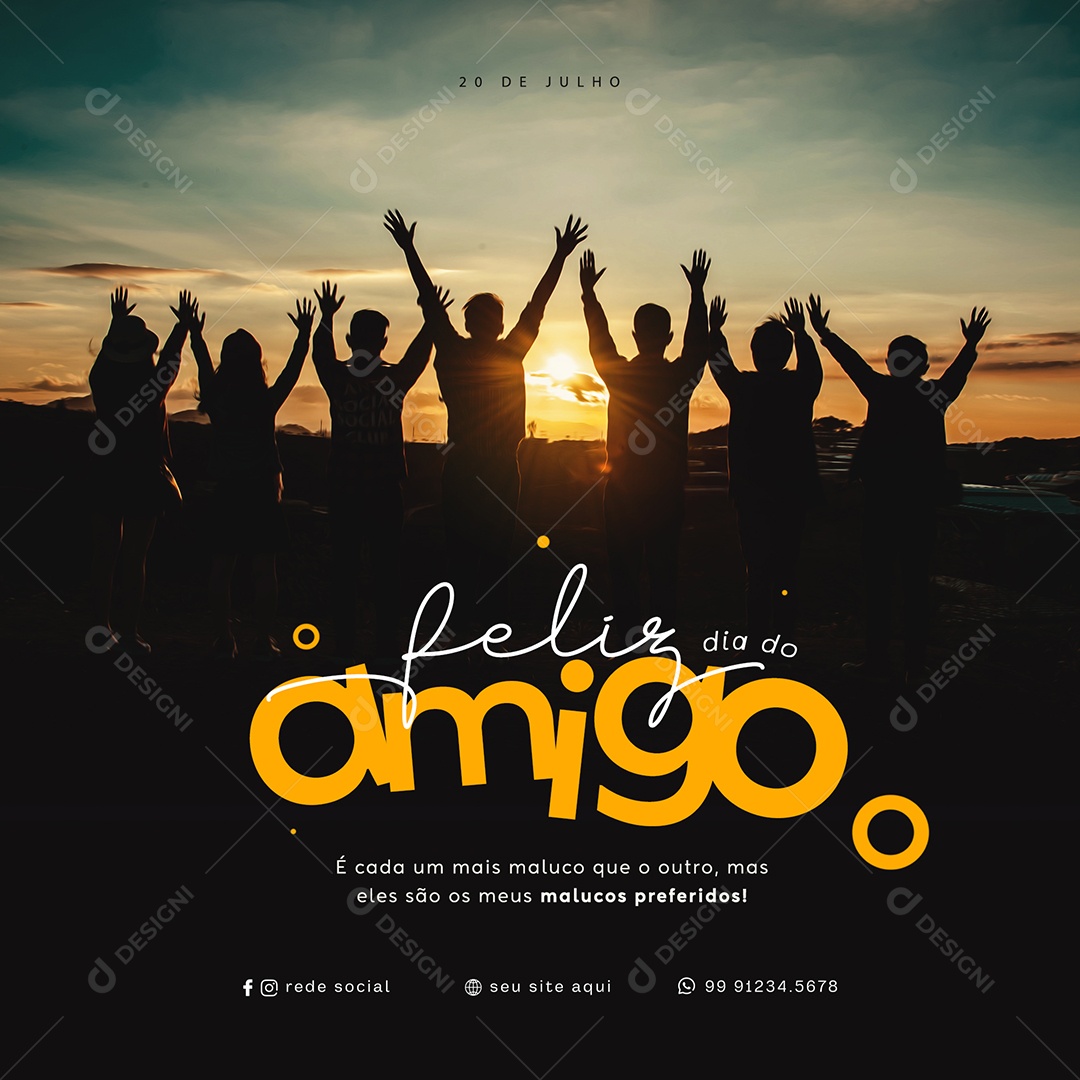 Dia Do Amigo 20 De Julho Social Media PSD Editável