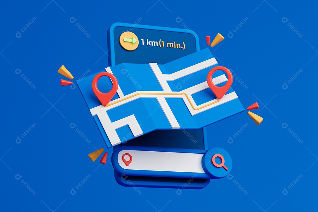 Celular com mapa de localização