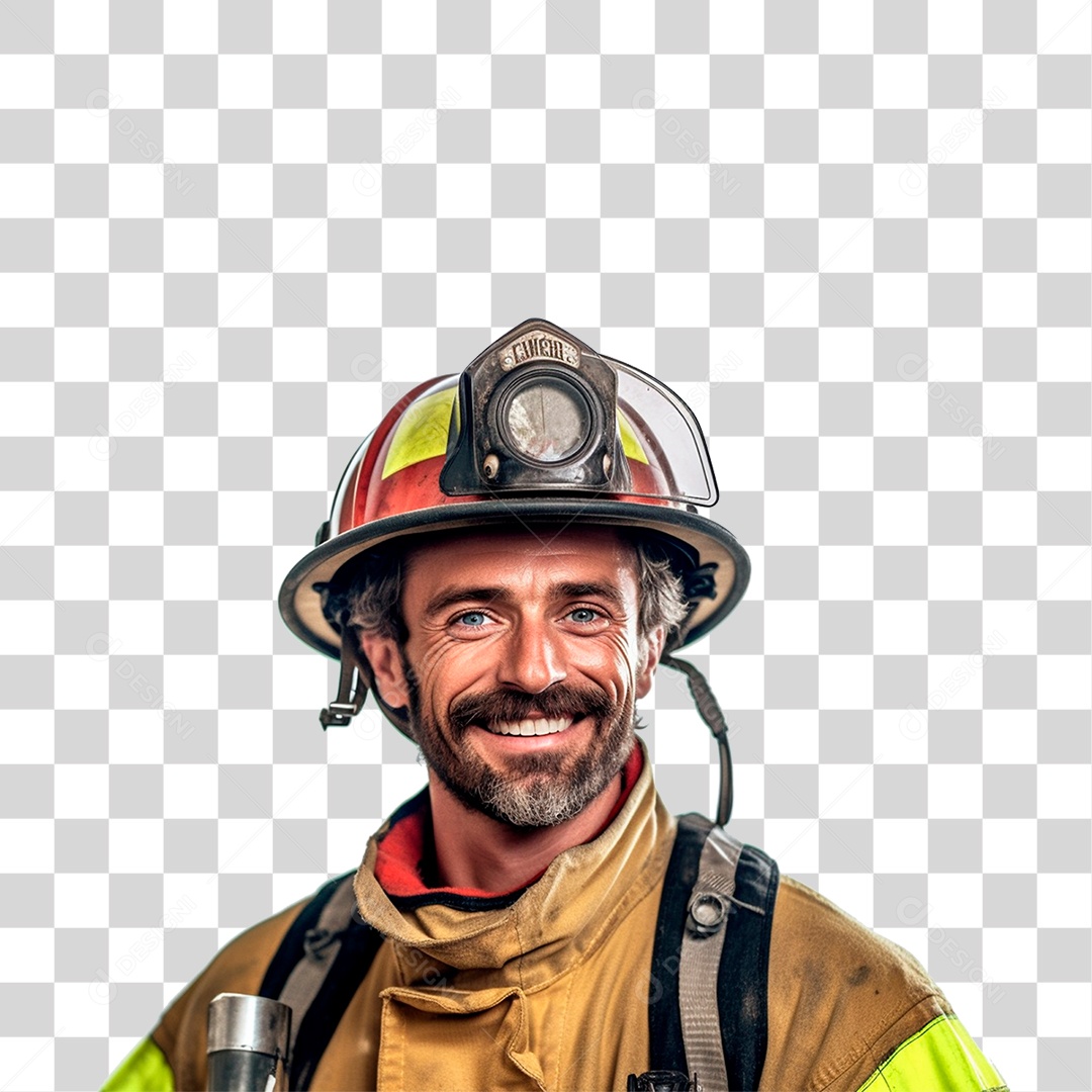 Bombeiro Sorrindo Uniforme PNG Transparente