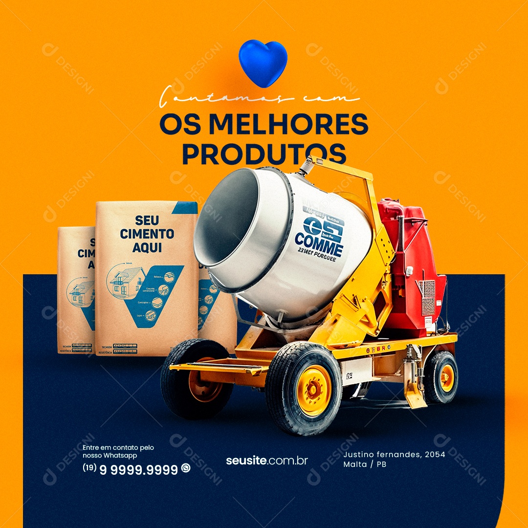 Contamos Com Os Melhores Produtos Loja De Cimento Social Media PSD Editável