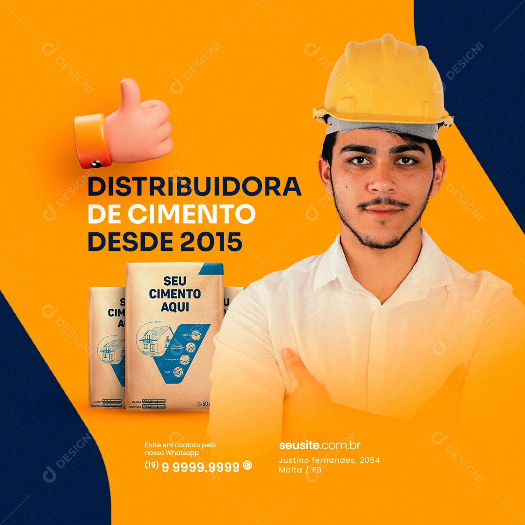 Distribuidora De Cimento Desde 2015 Loja De Cimento Social Media PSD Editável