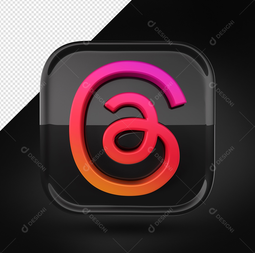 Botão De Ícone De Rede Social Threads Elemento 3D Colorido Para Composição PSD