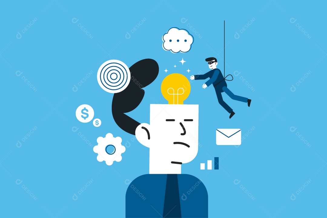 Empresário Roubando Ideias Ilustração Vetor EPS
