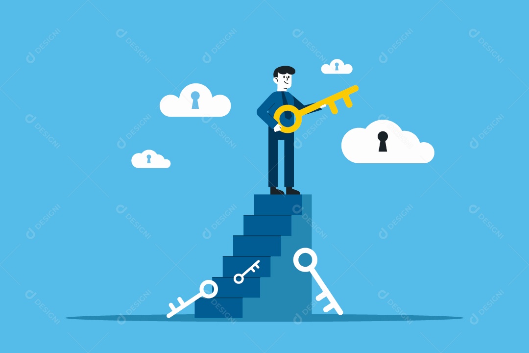 Empresário Com Uma Chave Ilustração Vetor EPS