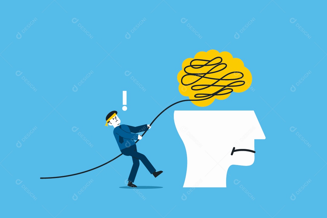 Empresário Tentando Desembaraçar Ideias Ilustração Vetor EPS
