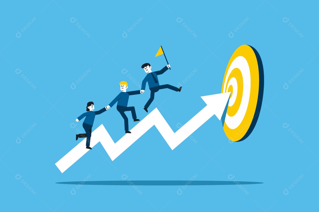 Equipe de Negócios Correndo Rumo Ao Alvo Ilustração Vetor EPS