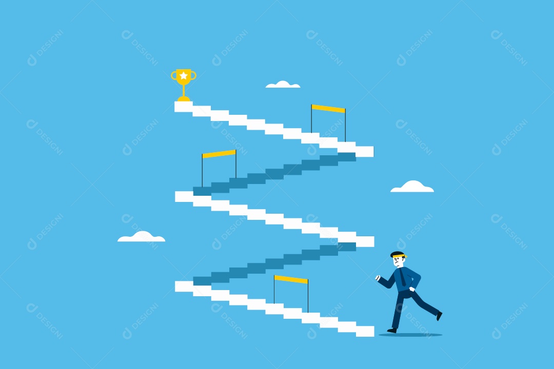 Empresário Subindo Escadas Ilustração Vetor EPS