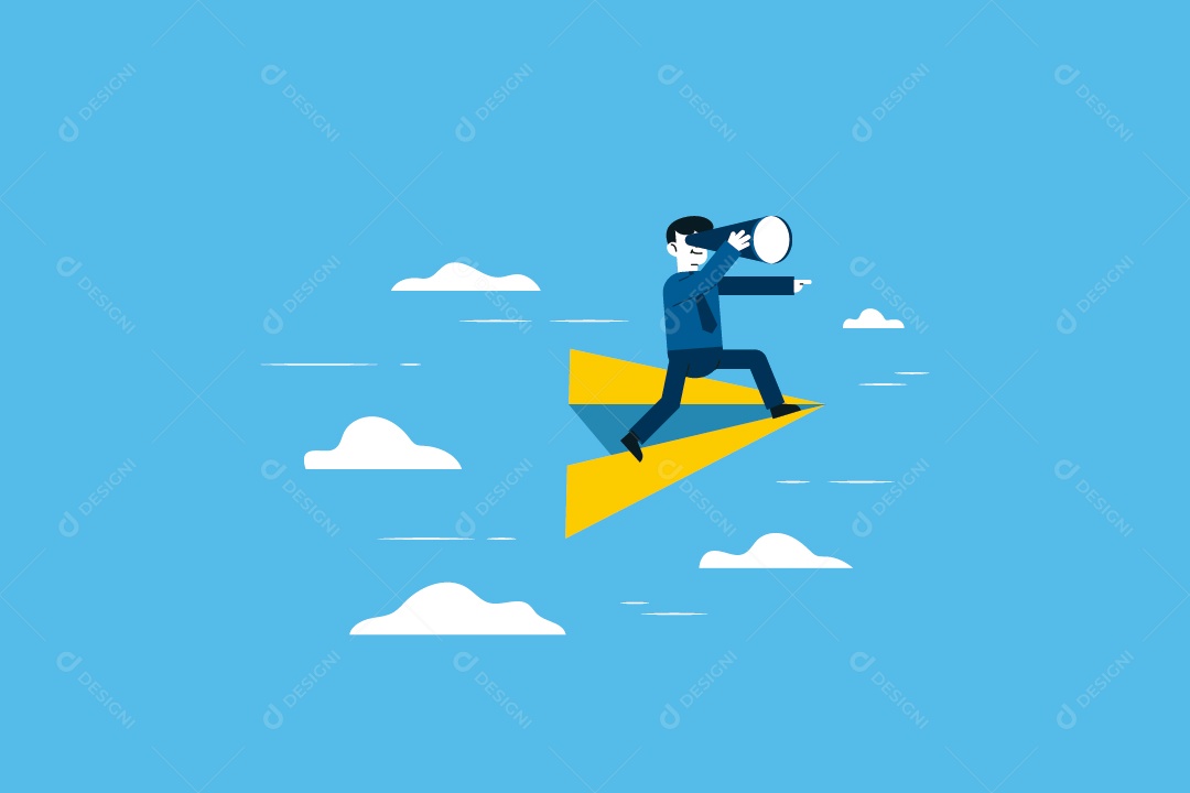 Empresário Voando Ilustração Vetor EPS