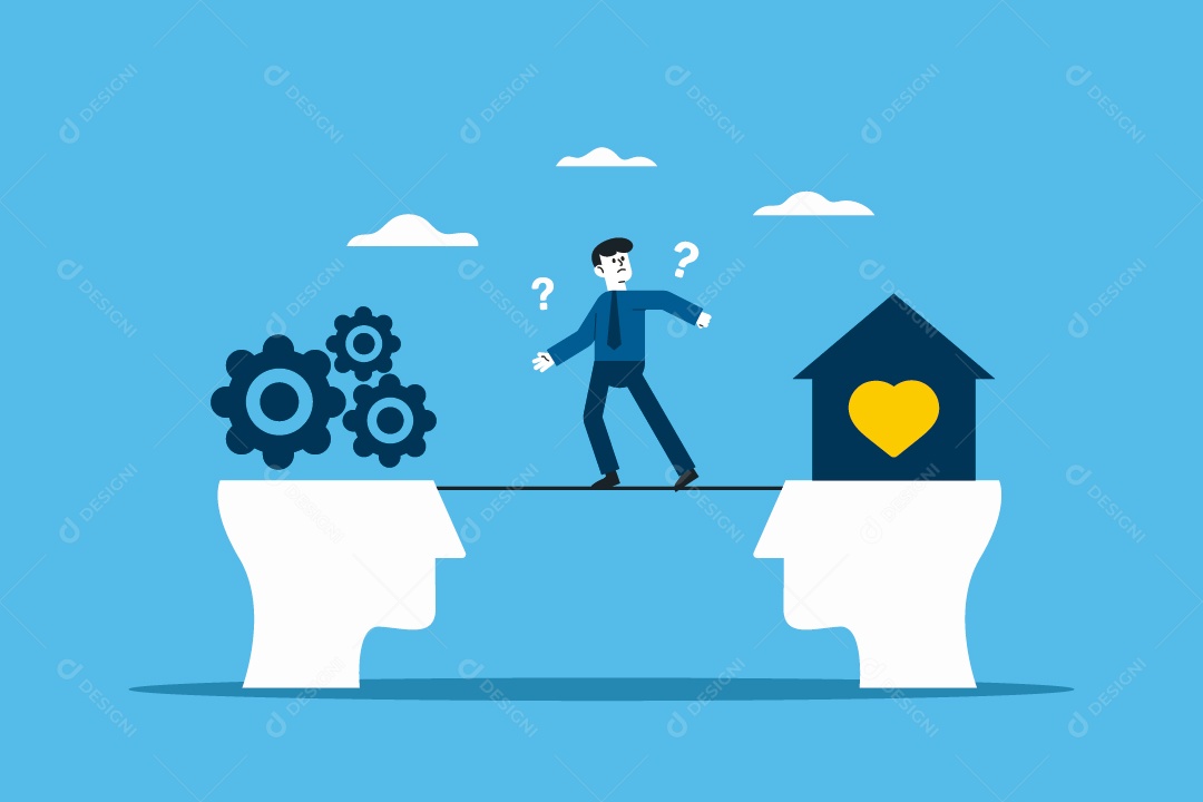 Equilíbrio Ente Casa e Trabalho Ilustração Vetor EPS