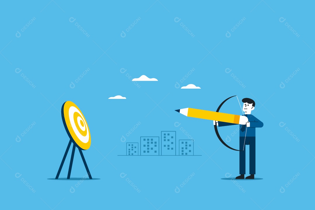 Empresário Mirando No Alvo Ilustração Vetor EPS