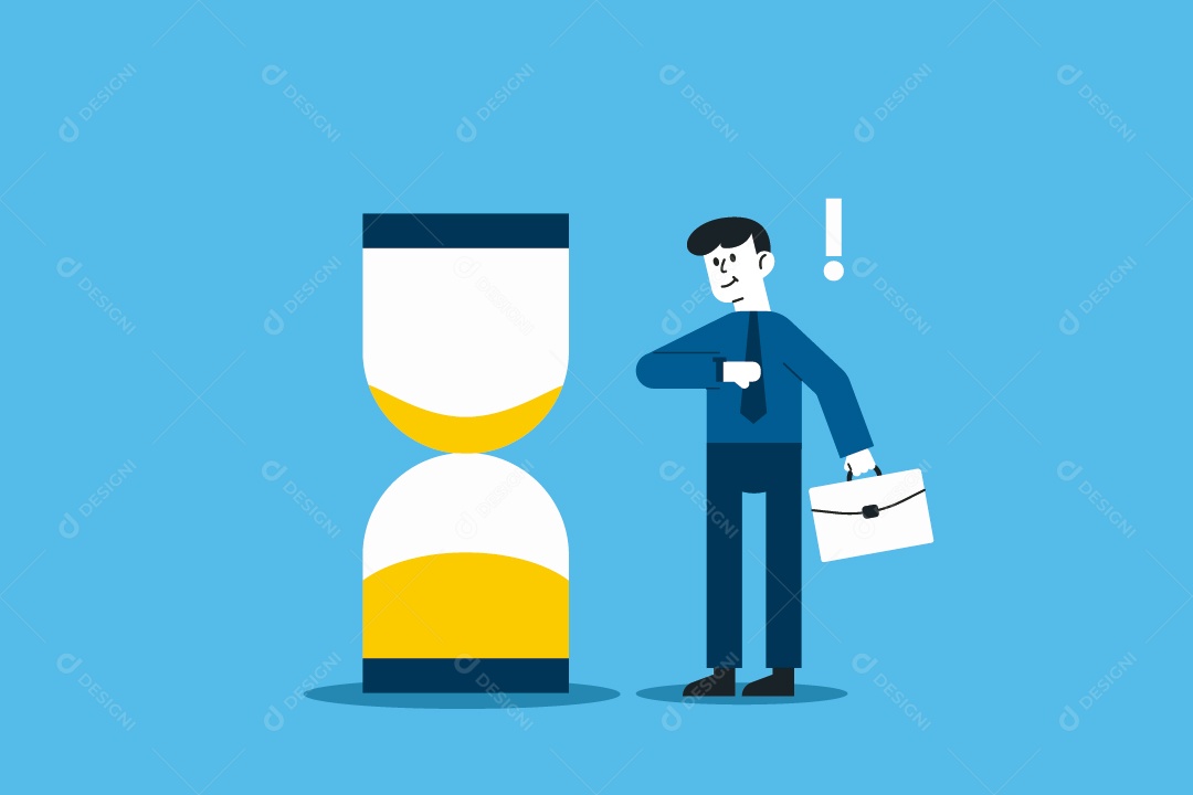 Empresário Olhando Pra Ampulheta Ilustração Vetor EPS