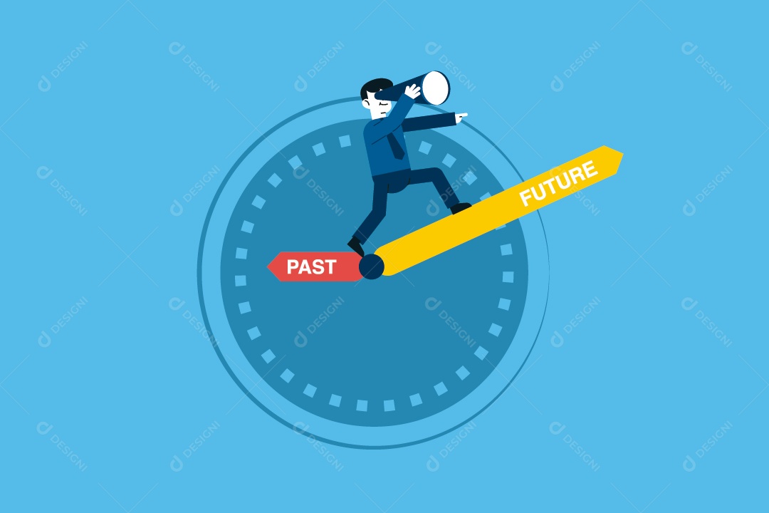 Empresário Olhado Para o Futuro Ilustração Vetor EPS