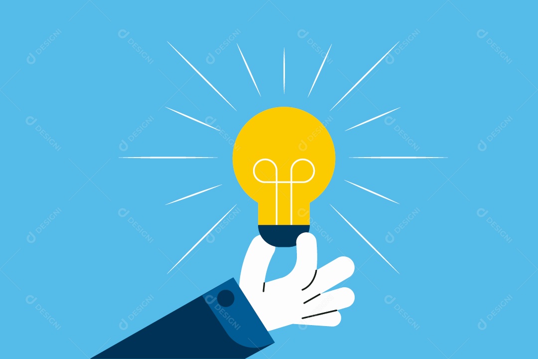 Empresário Segurando uma Lâmpada Ilustração Vetor EPS