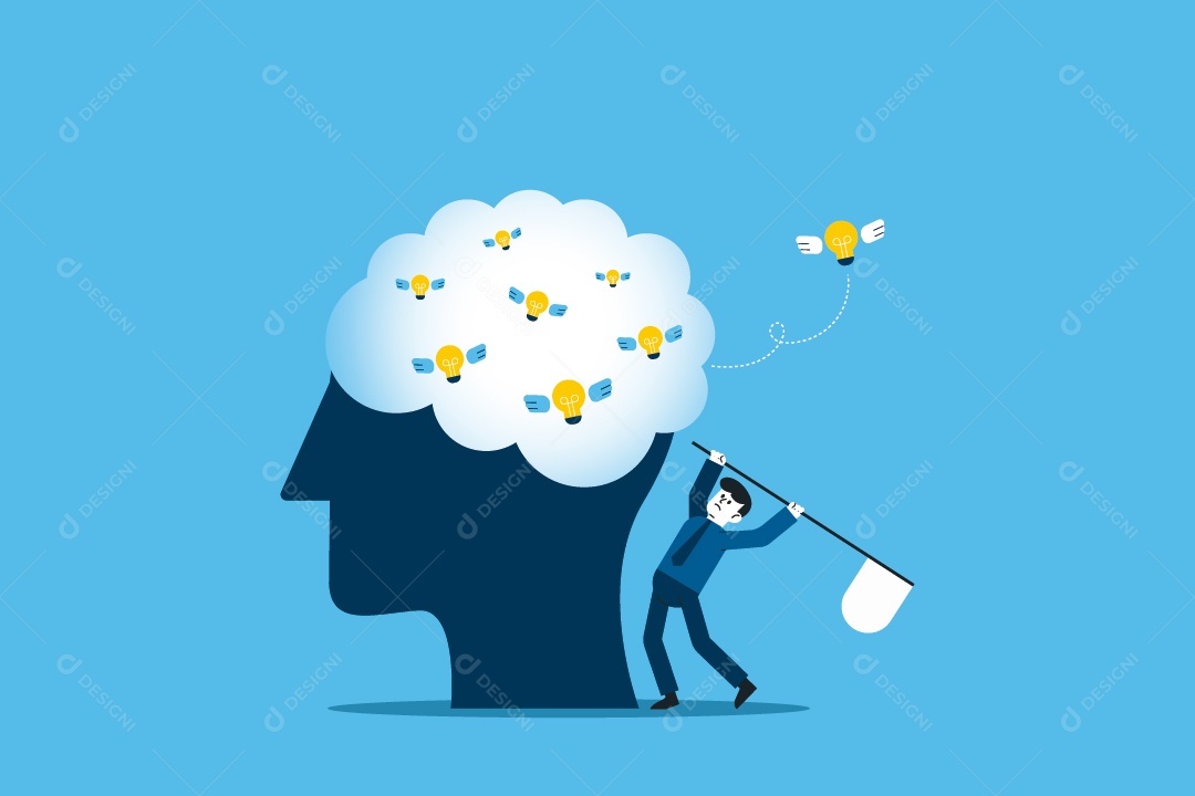 Empresário Tentando Pegar ideias Ilustração Vetor EPS