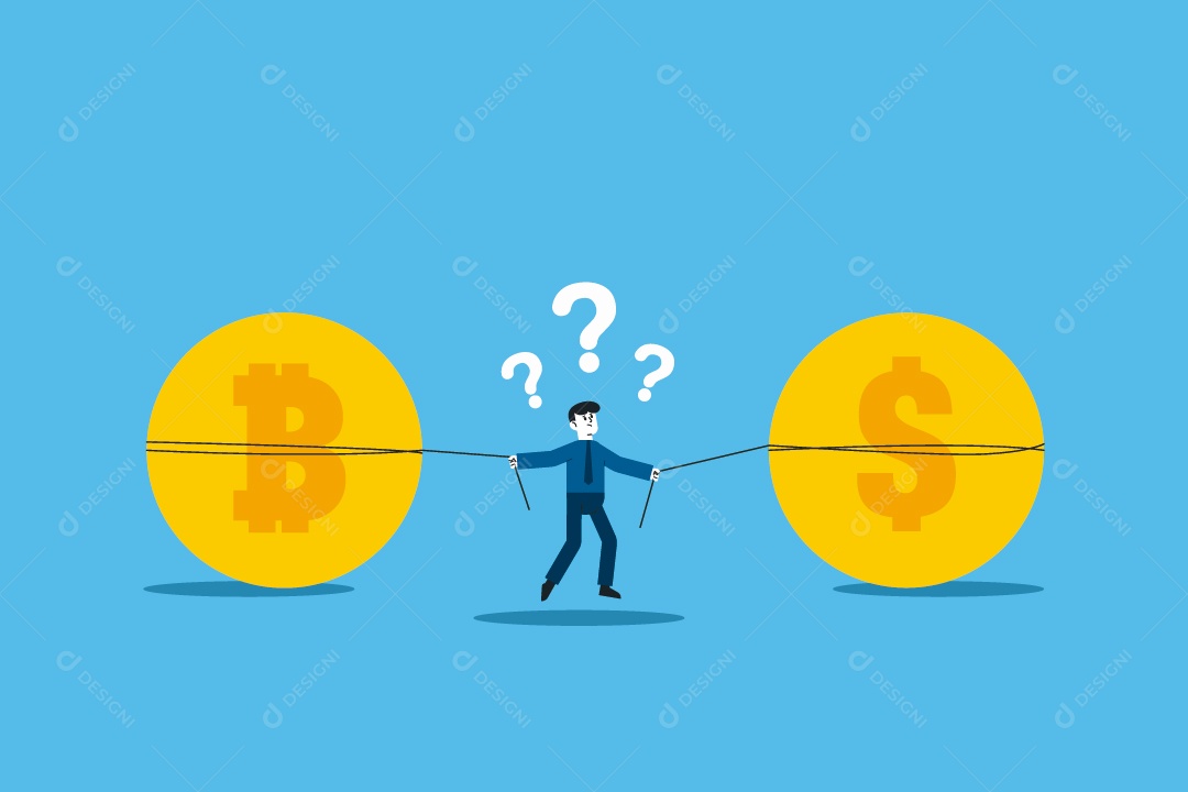 Bitcoin e Dólar Ilustração Vetor EPS