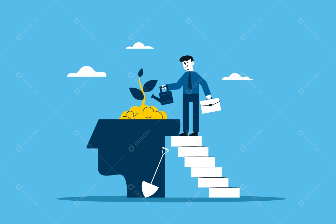 Empresário Resgando Ideias Ilustração Vetor EPS