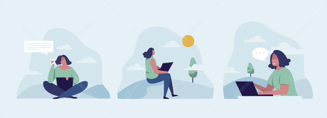 Mulher Freelancer lustração Vetor EPS