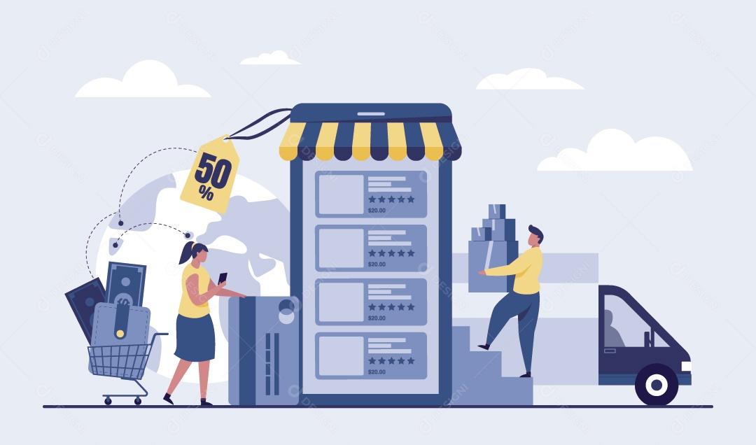 Compras Online Ilustração Vetor EPS