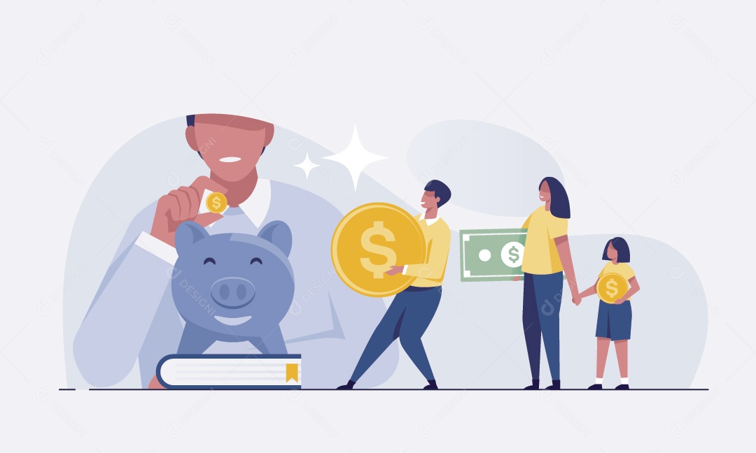 Empresário Economizando Dinheiro Ilustração Vetor EPS