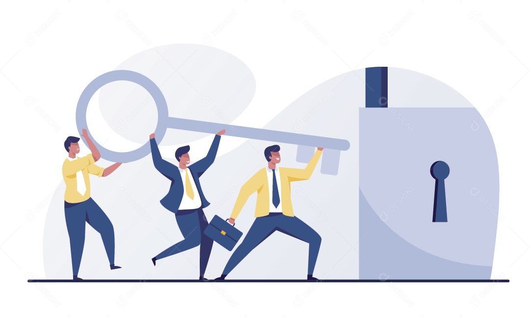 Empresários Com Uma Chave Ilustração Vetor EPS