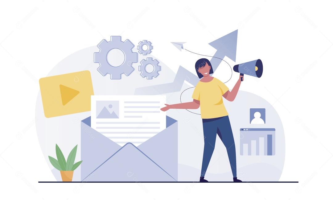 Mulher Com Produto De Publicidade Ilustração Vetor EPS