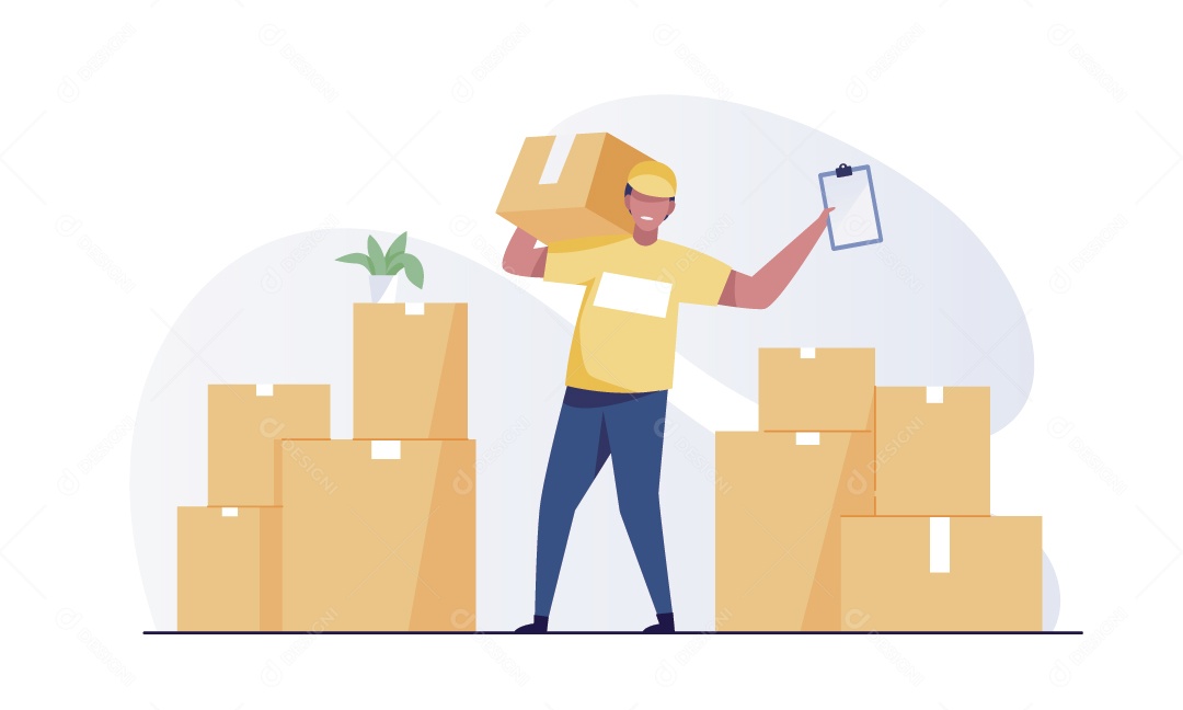 Entregador De Encomendas Ilustração Vetor EPS
