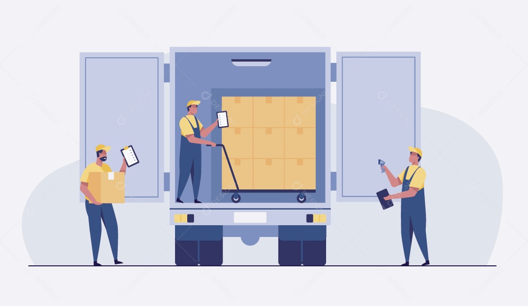 Caminhão de Entregas Ilustração Vetor EPS