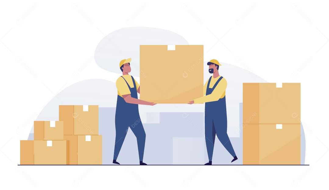 Entregador Segurado Encomendas Ilustração Vetor EPS