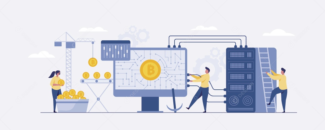 Mineração De Criptomoeda Moeda Ilustração Vetor EPS