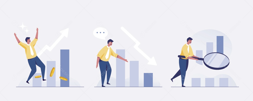 Empresário Analisando Graficos Ilustração Vetor EPS