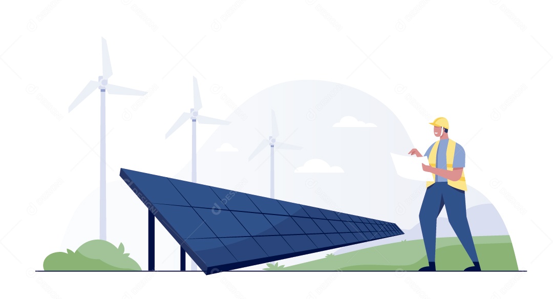 Placas Solares Ilustração Vetor EPS