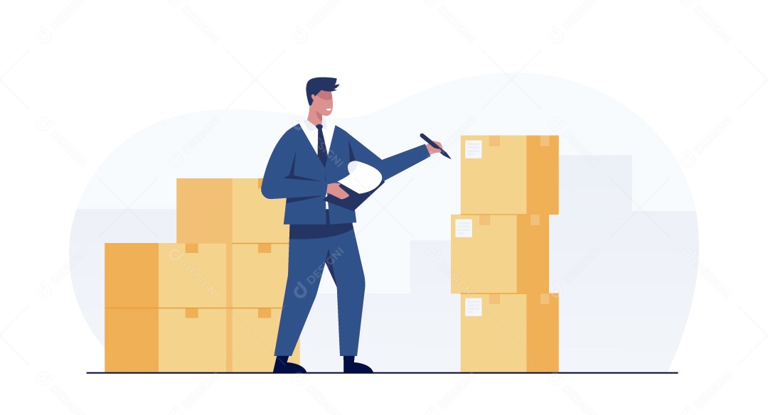 Empresário Verificando Pacotes Ilustração Vetor EPS