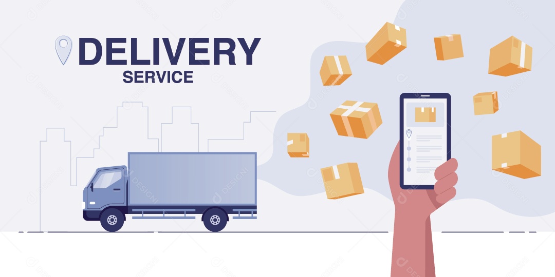 Caminhão De Entregas Ilustração Vetor EPS