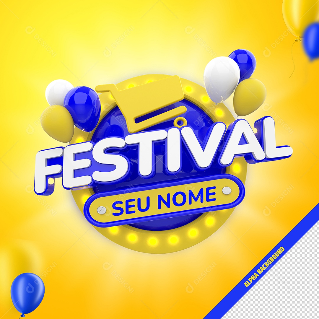 Festival Selo 3D Composição PSD