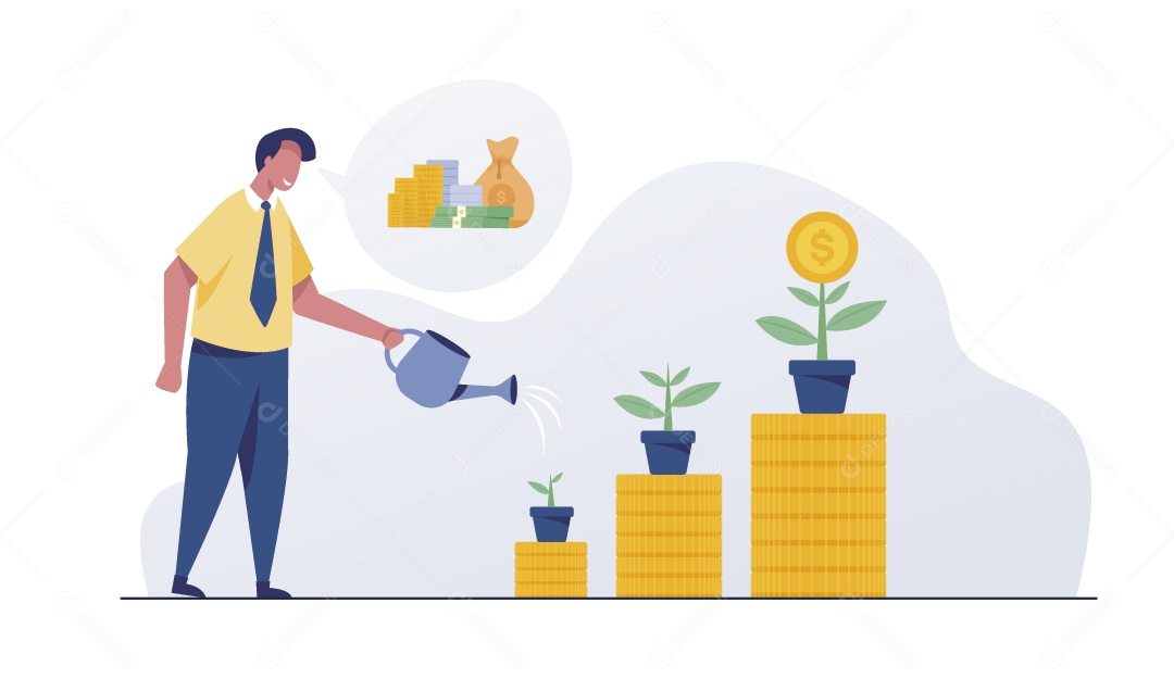 Empresário Regando Dinheiro Ilustração Vetor EPS