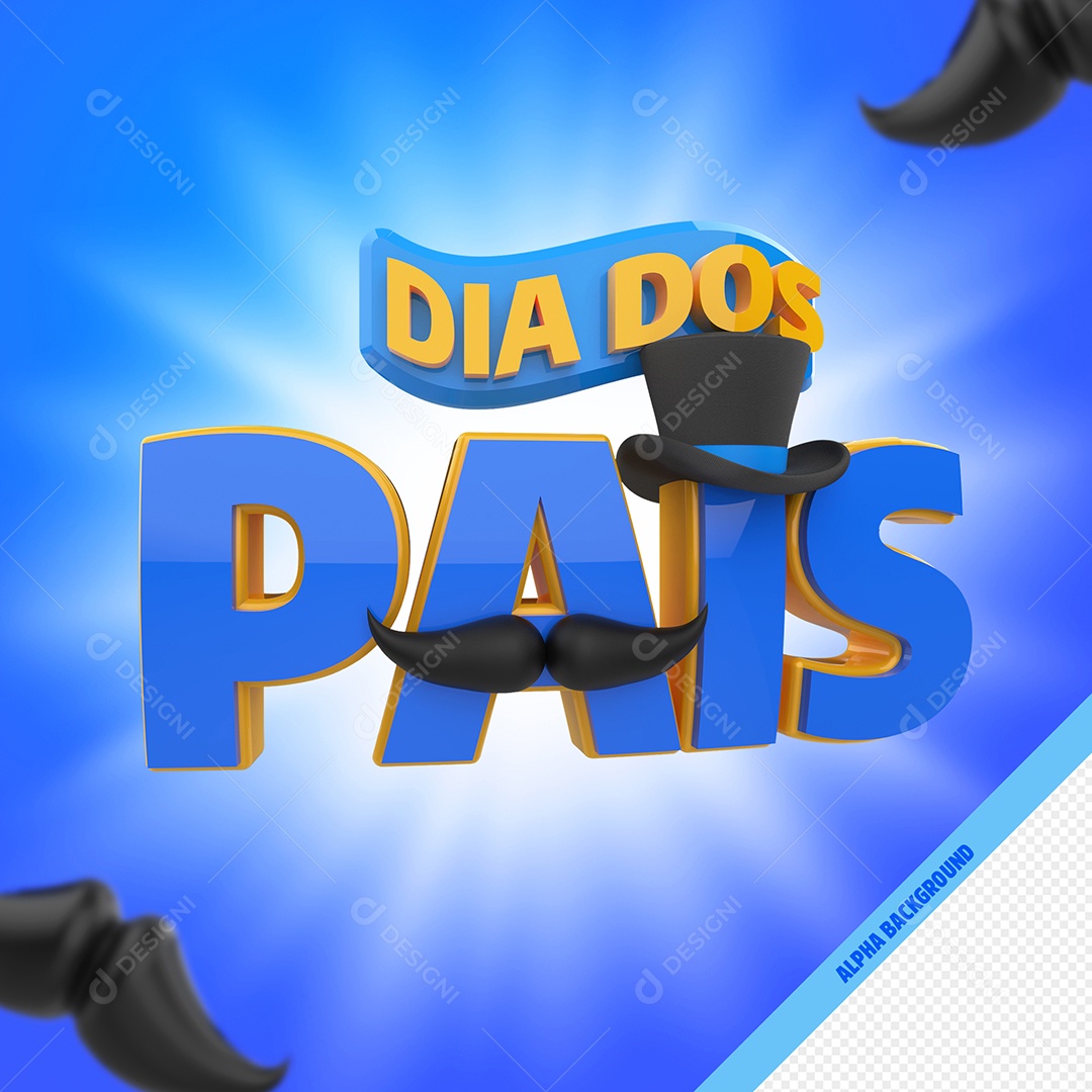 Dia dos Pais Selo 3D Composição PSD