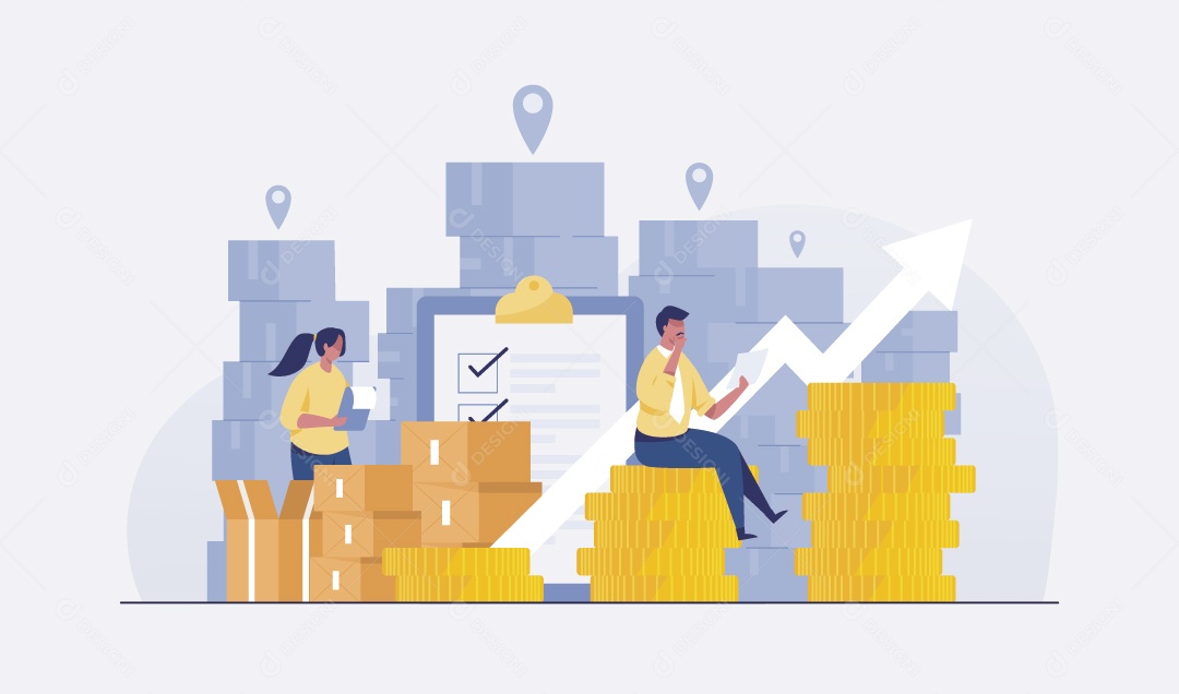 Trabalhador Verificando Encomendas Ilustração Vetor EPS