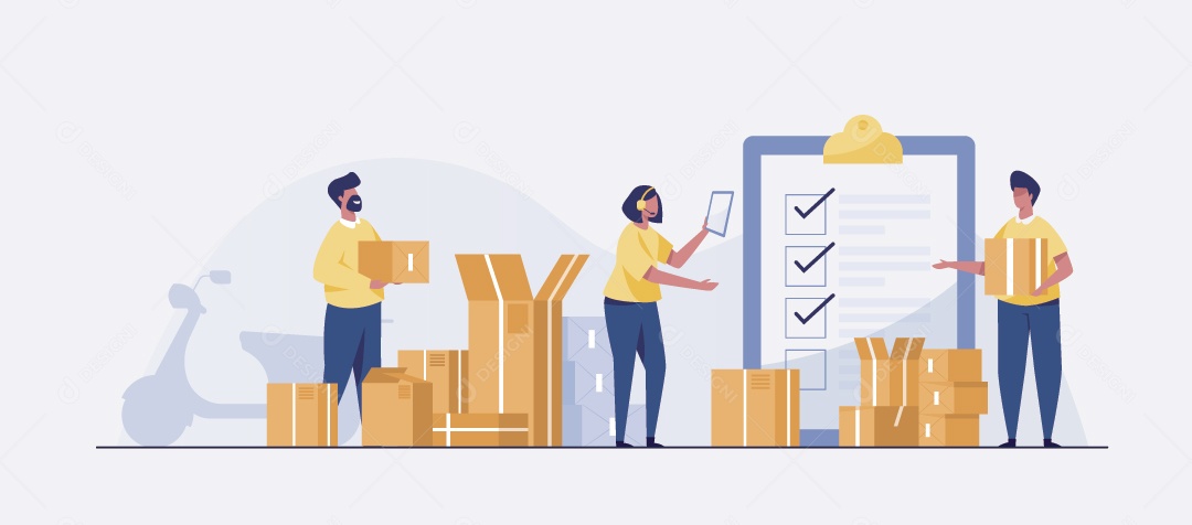 Equipe De Entrega Ilustração Vetor EPS